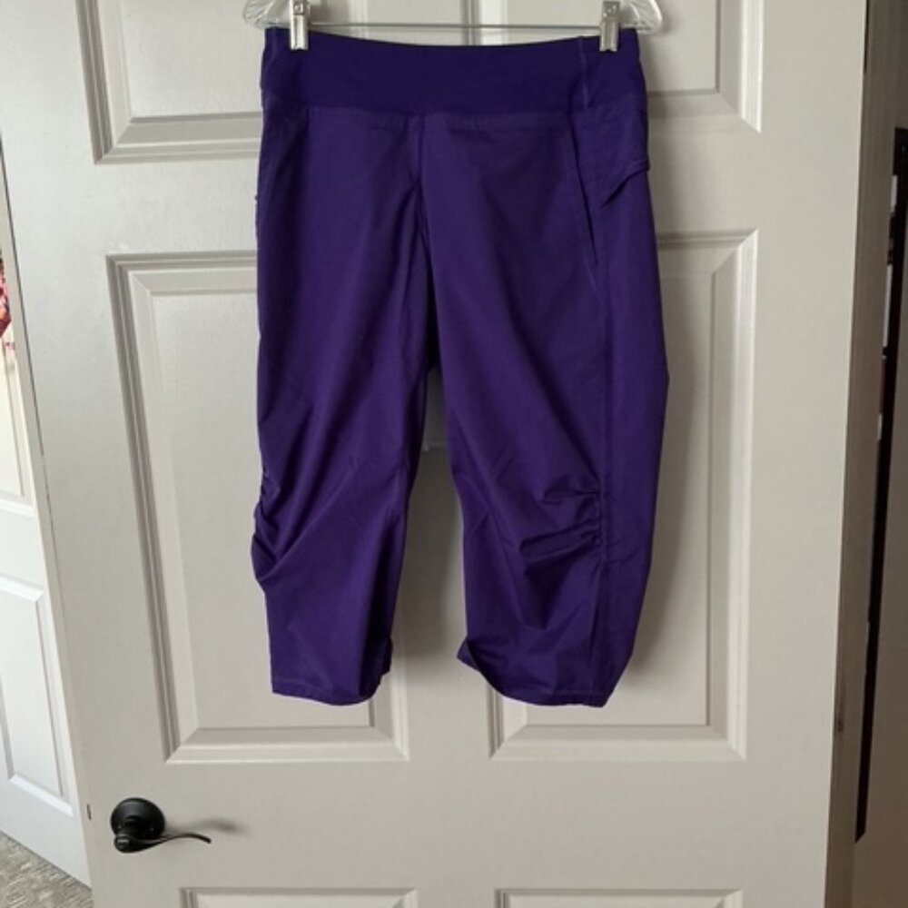 Lululemon Purple Water Resistant Swift Mid Rise Ruched Crop